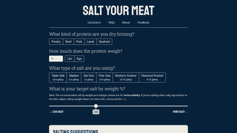 Dry Brining Calculator
