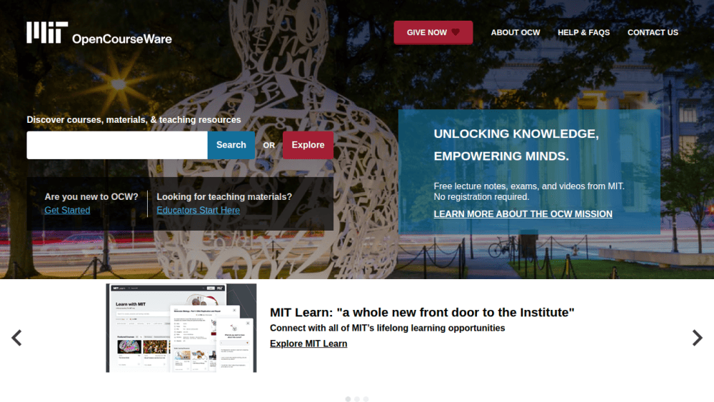 MIT OpenCourseWare | Free Online Course Materials