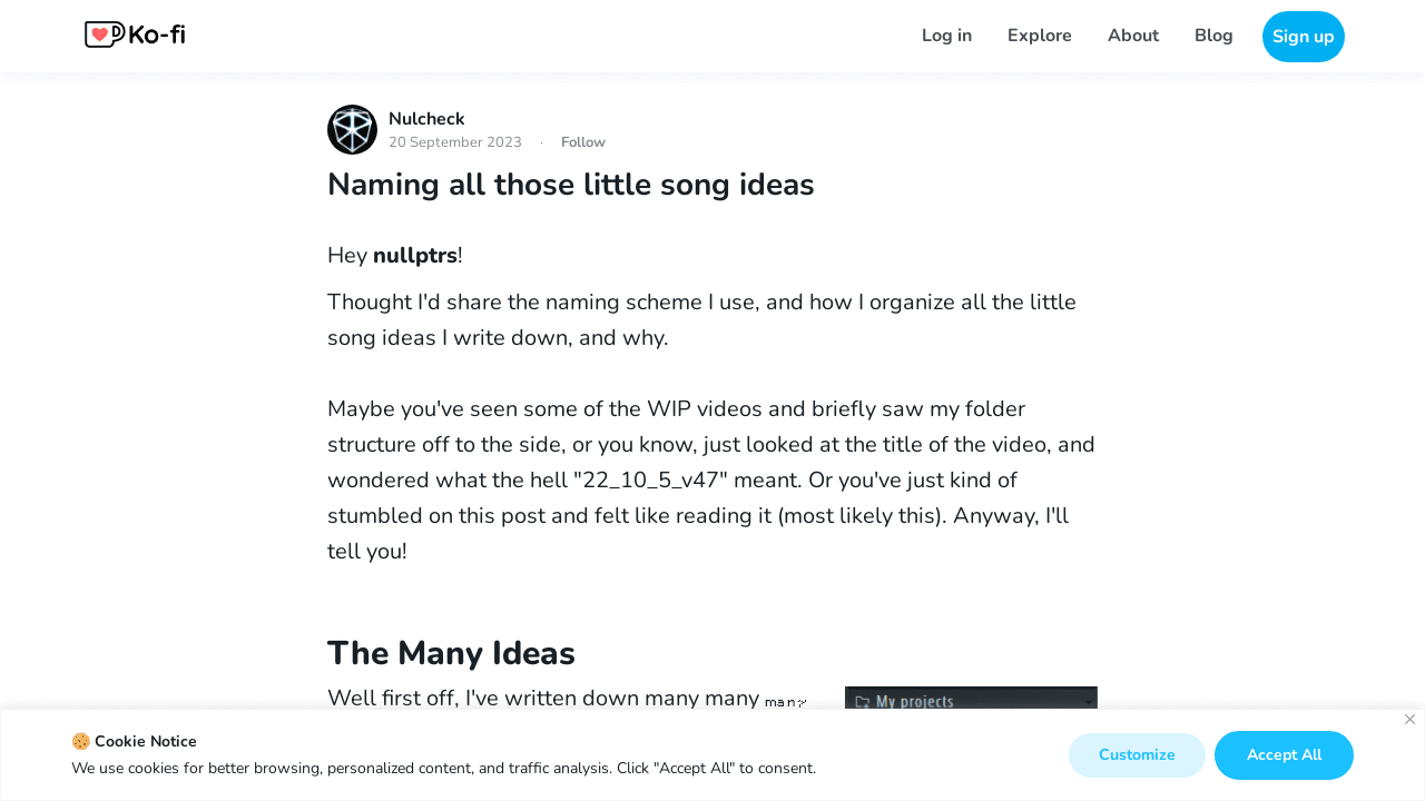 Naming all those little song ideas