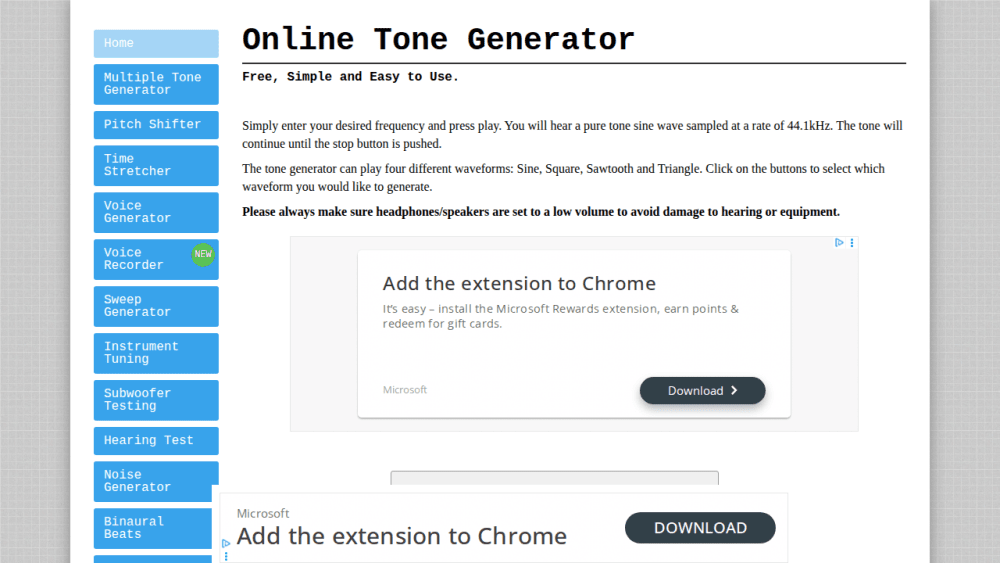 Online Tone Generator - Free, Simple and Easy to Use.