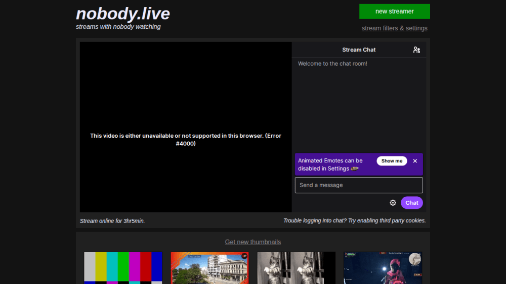 Nobody.live | Lonely streams and streamers with zero viewers