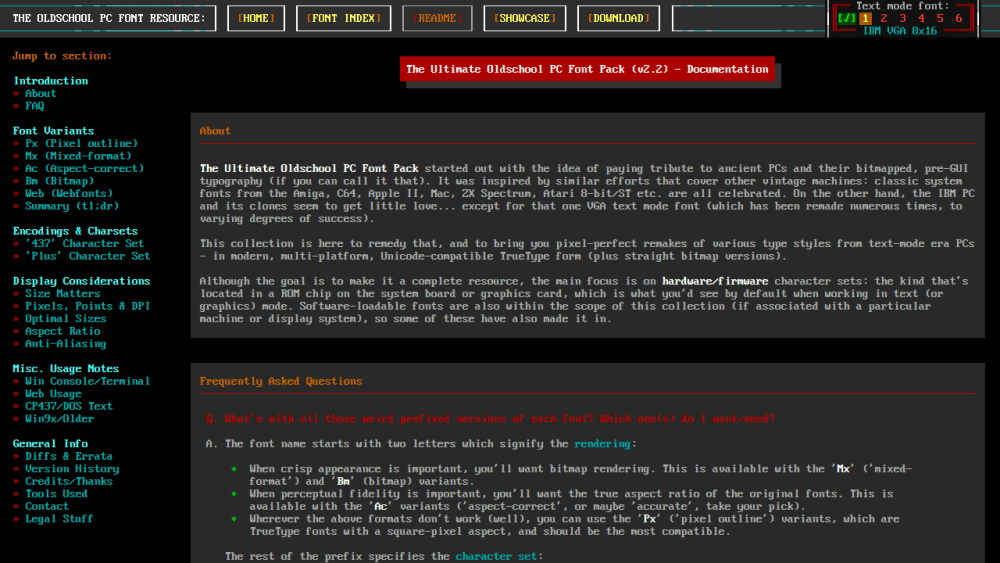 The Ultimate Oldschool PC Font Pack: FAQ/Docs/ReadMe