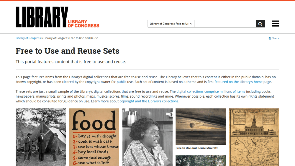 Free to Use and Reuse Sets  |  Library of Congress