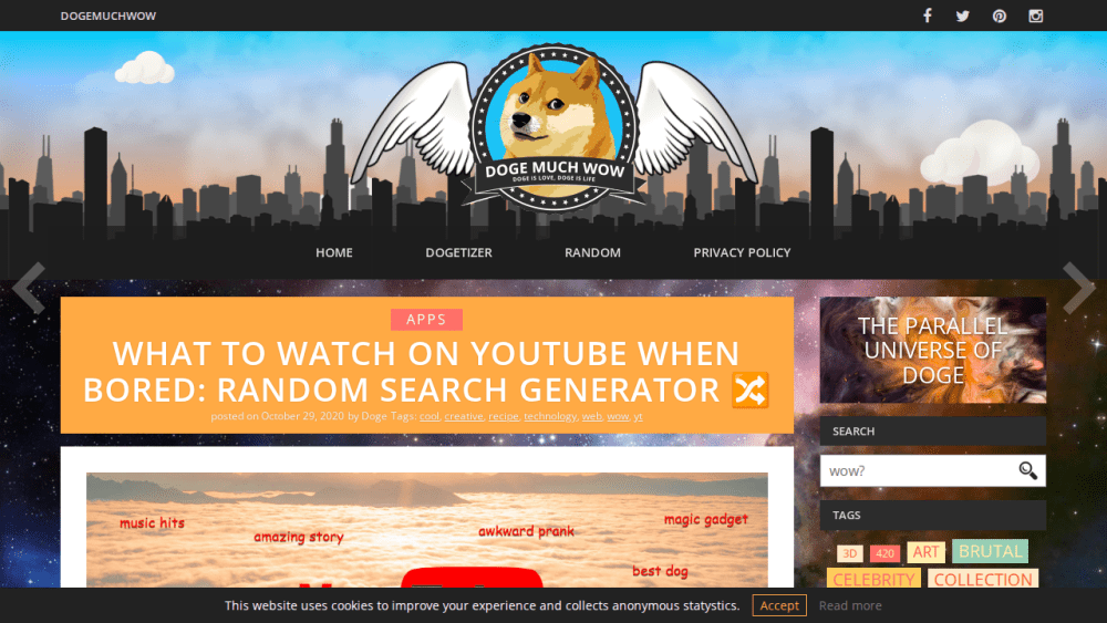 What To Watch On YouTube When Bored: Random Search Generator 🔀 | Doge Much Wow