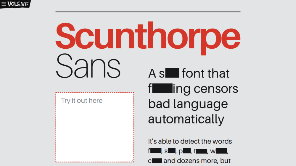 Scunthorpe Sans 🗯🚫 profanity-blocking font