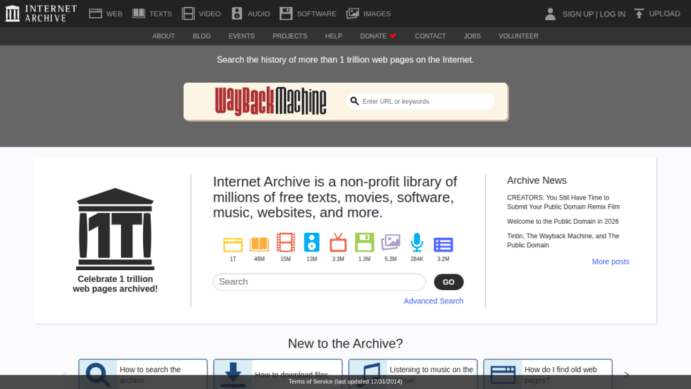 Internet Archive: Digital Library of Free & Borrowable Books, Movies, Music & Wayback Machine