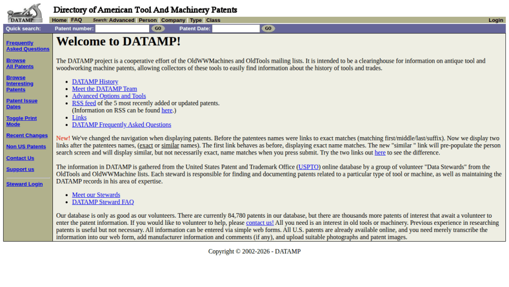 DATAMP - Directory of American Tool and Machinery Patents