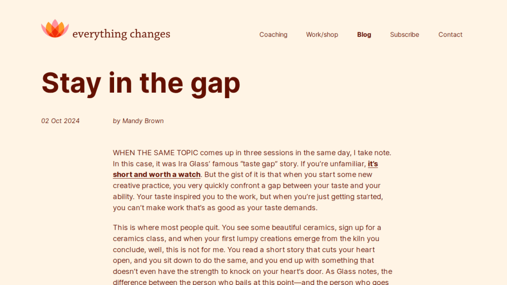 Stay in the gap | everything changes