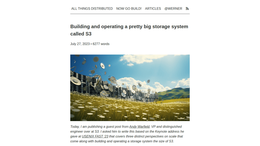 Building and operating a pretty big storage system called S3 | All Things Distributed