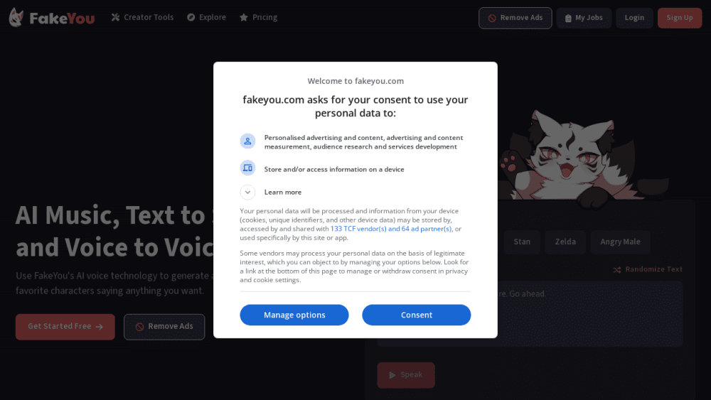 FakeYou. Deep Fake Text to Speech.