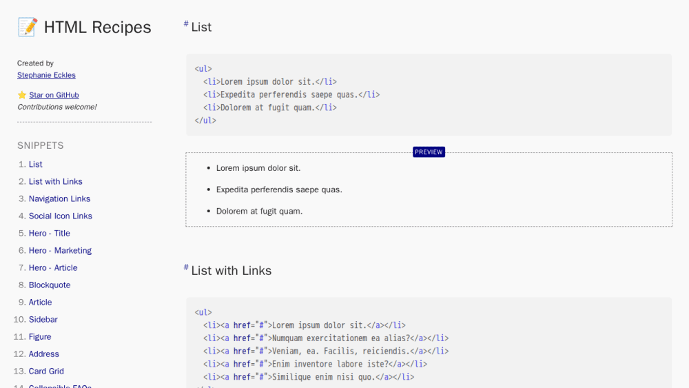 HTML Recipes
