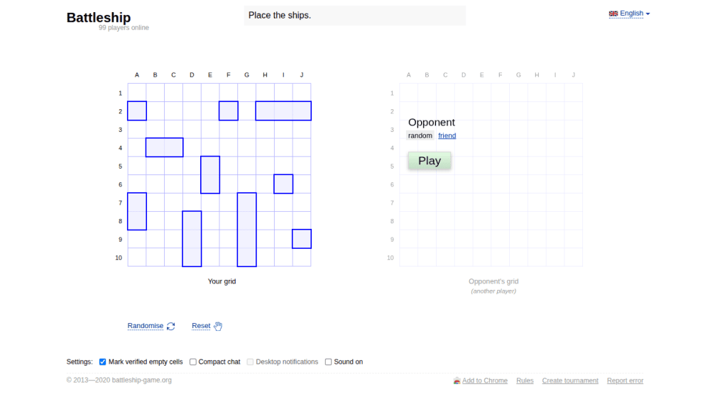 Battleship (free online game for two players)