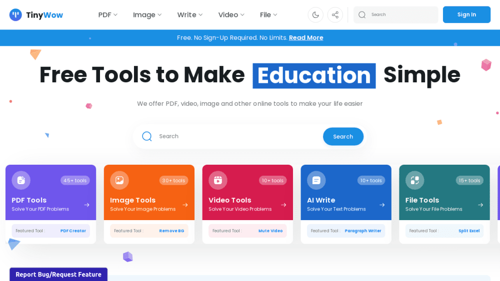 Free PDF, Video, Image & Other Online Tools - TinyWow