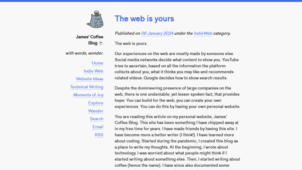 The web is yours | James' Coffee Blog