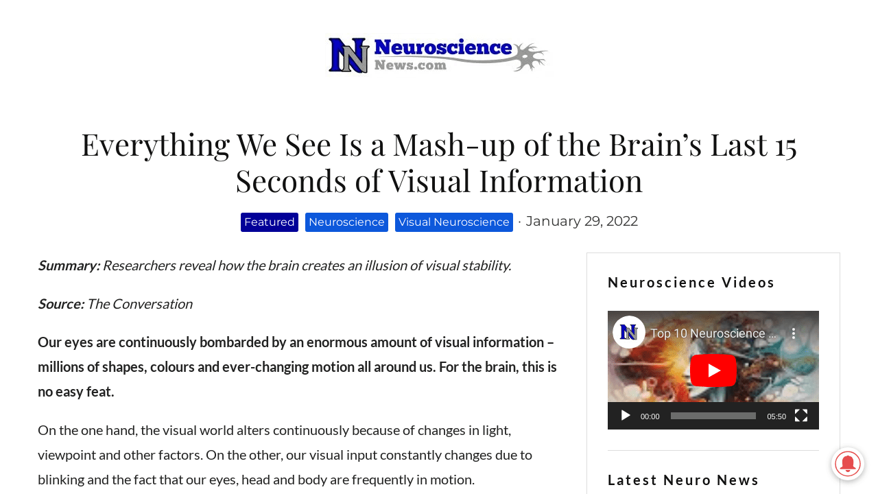 Everything We See Is a Mash-up of the Brain’s Last 15 Seconds of Visual Information - Neuroscience News