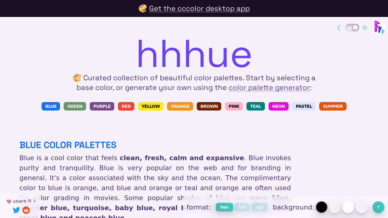 hhhue: curated collection of beautiful color palettes | fffuel