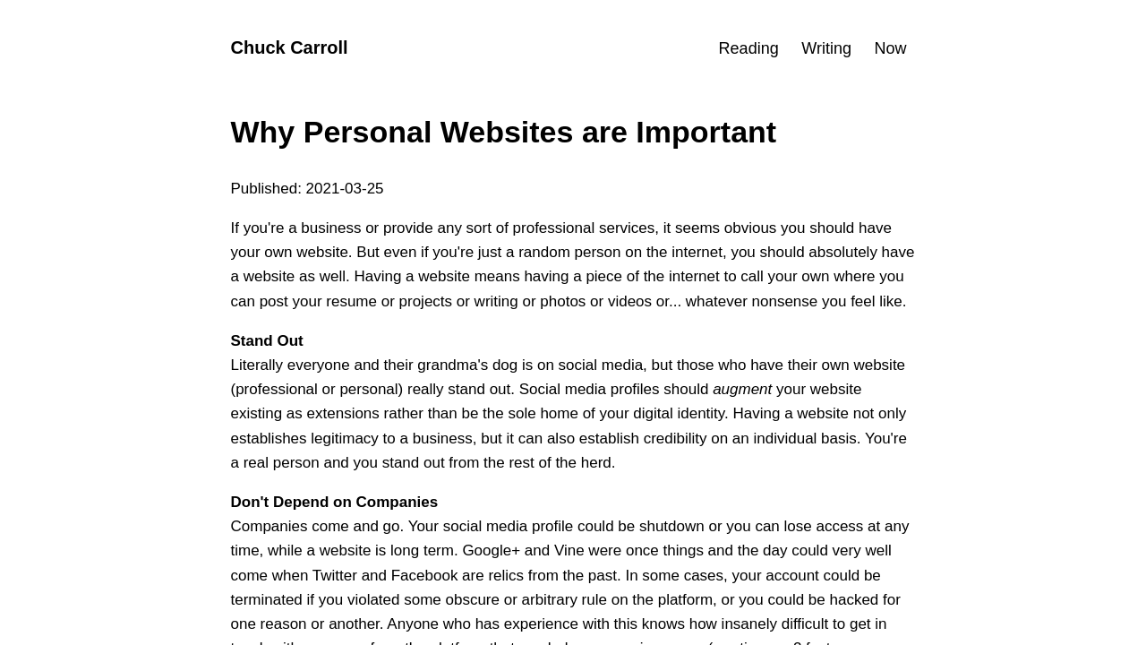 Why Personal Websites are Important | Chuck Carroll