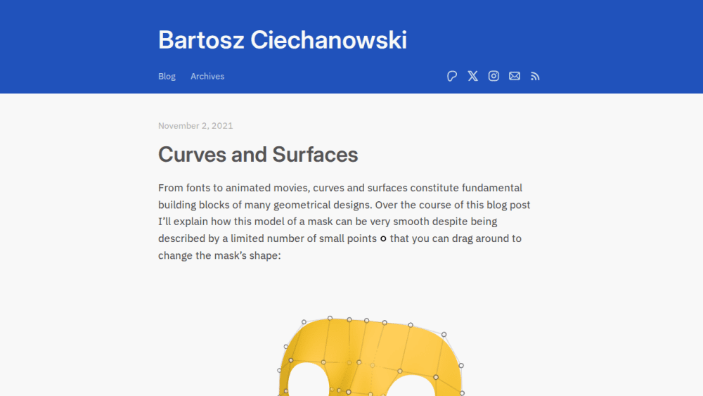 Curves and Surfaces – Bartosz Ciechanowski