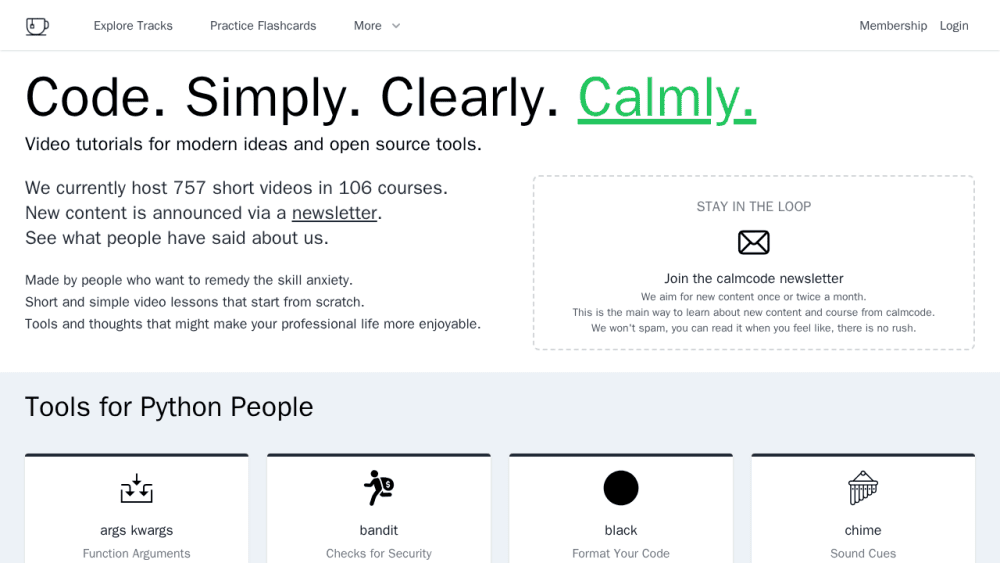 Code. Simply. Clearly. Calmly.