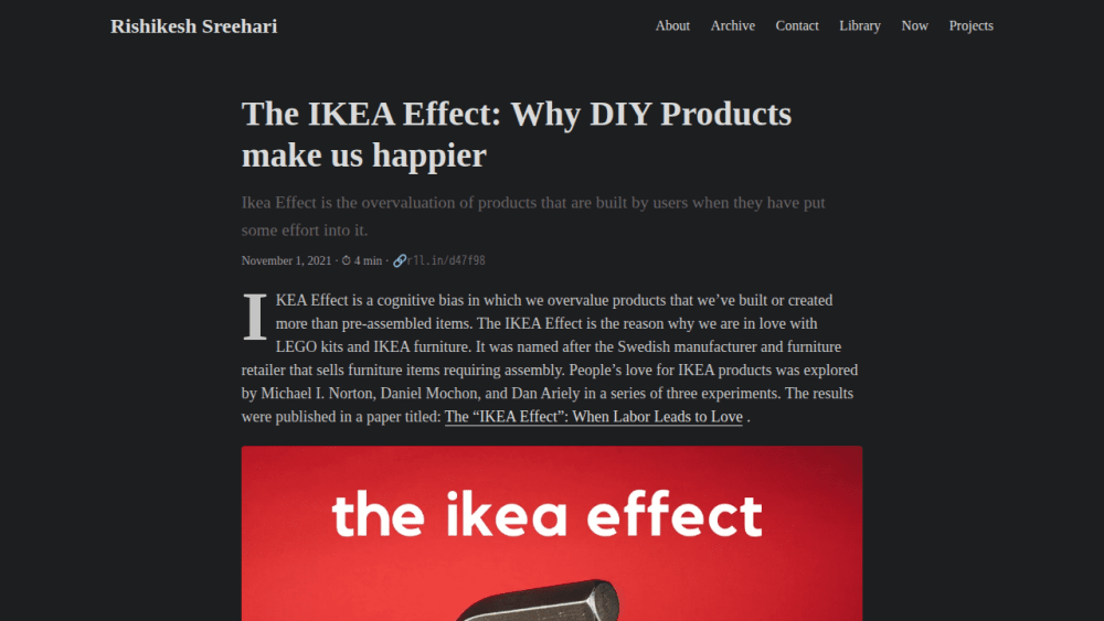 IKEA Effect Explained - Rishikesh Sreehari