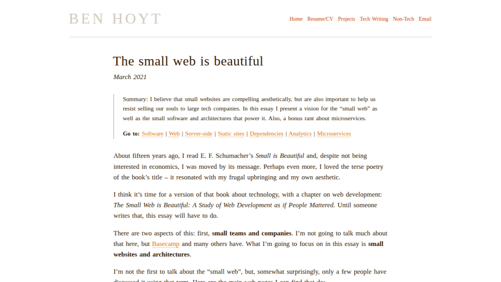 The small web is beautiful