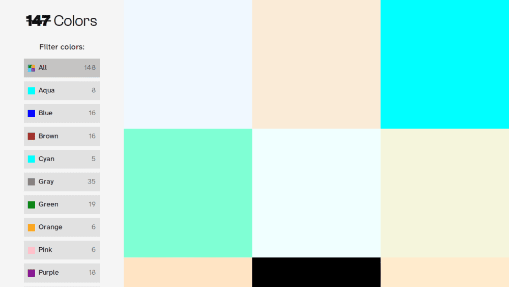 147 Colors | CSS Color Names