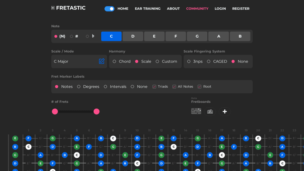 Fretastic - A Free Interactive Guitar Fretboard App