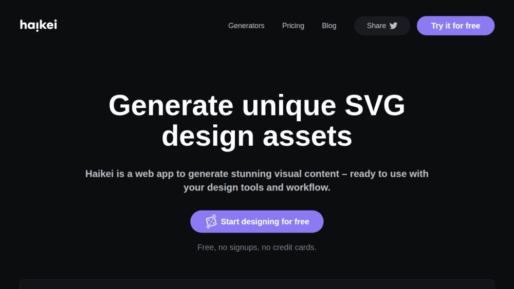 Generate unique SVG design assets | Haikei