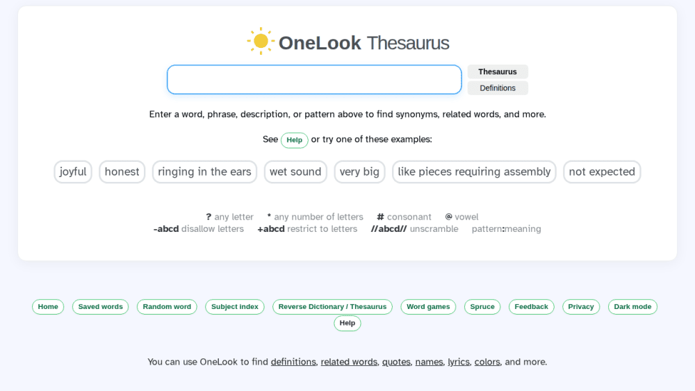 OneLook Reverse Dictionary and Thesaurus