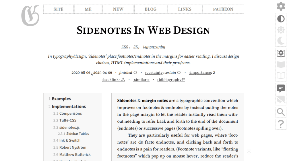 Sidenotes In Web Design · Gwern.net