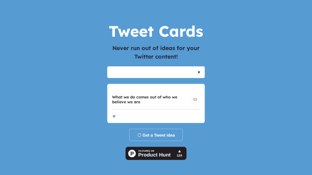 Tweet Cards - Never run out of ideas