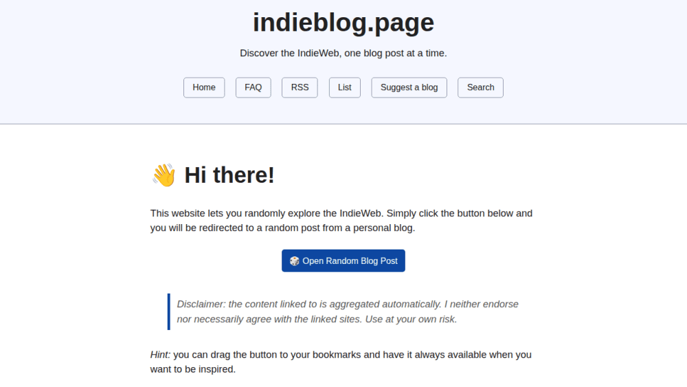 Discover the IndieWeb, one blog post at a time.