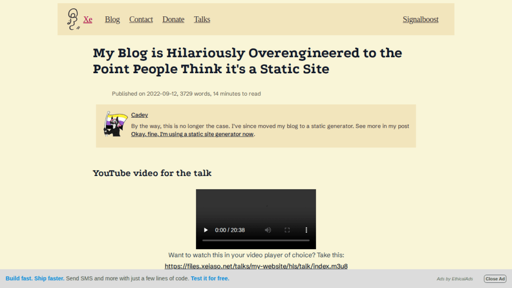 My Blog is Hilariously Overengineered to the Point People Think it's a Static Site - Xe