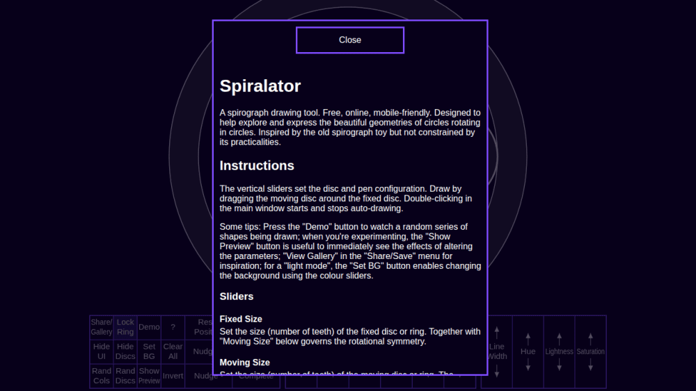 Spiralator - spirograph drawing tool. Free, online, mobile or PC.