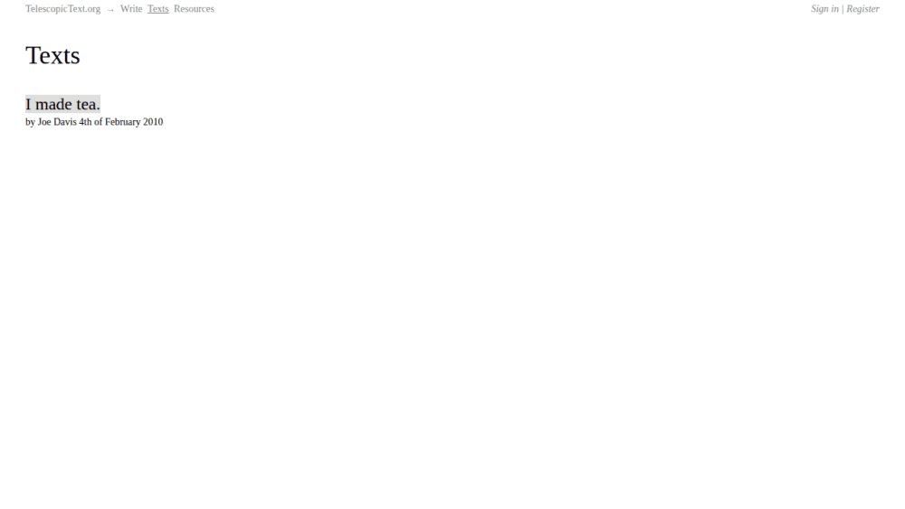 Telescopic Text → Texts