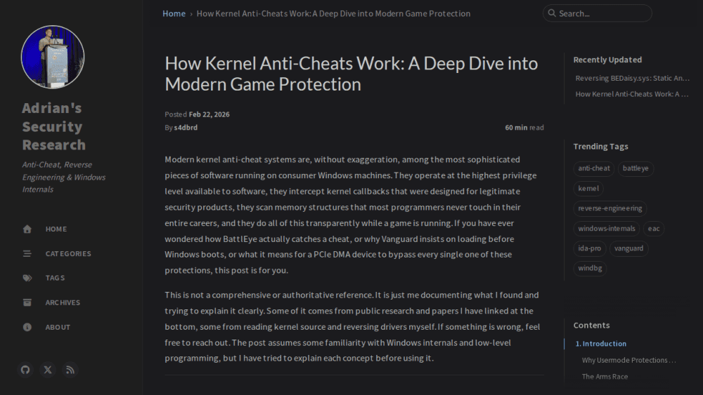 How Kernel Anti-Cheats Work: A Deep Dive into Modern Game Protection | Adrian's Security Research