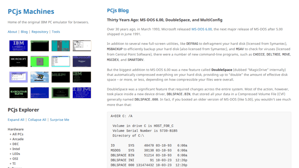 Thirty Years Ago: MS-DOS 6.00, DoubleSpace, and MultiConfig | PCjs Machines